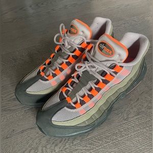 Nike Air Max 95. Size 10. Bright orange/ olive green colorway. .